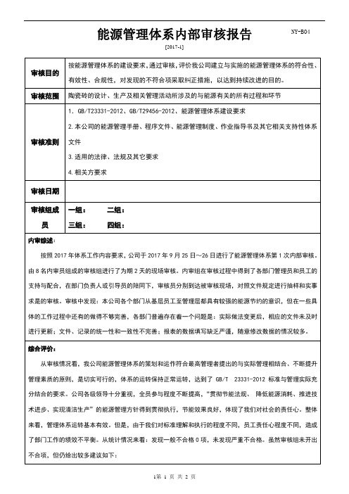 能源体系内审报告