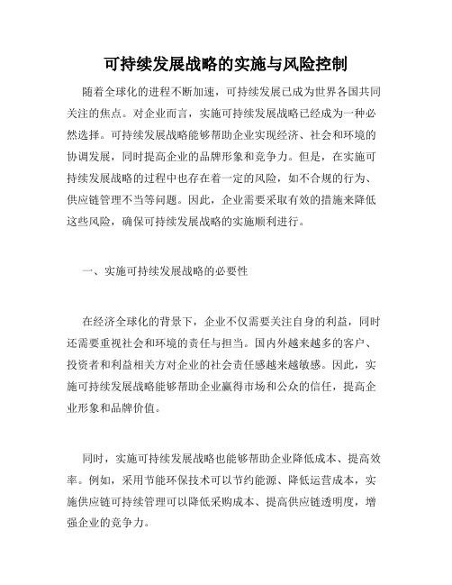 可持续发展战略的实施与风险控制