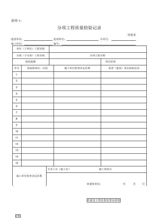 分部分项工程单位工程等验收表格模板