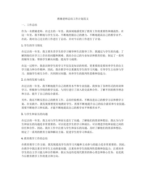 教辅老师总结工作计划范文