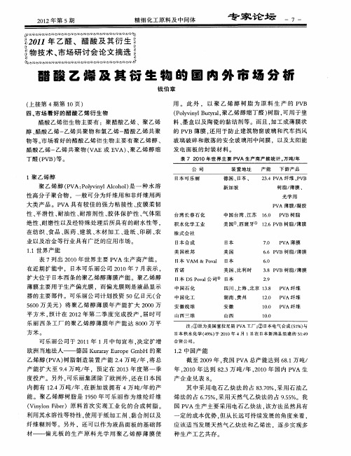 醋酸乙烯及其衍生物的国内外市场分析