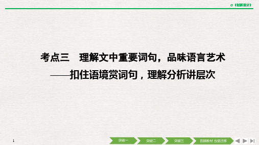 专题三 文学类文本阅读(二)散文(考点三 理解文中重要词句,品味语言艺术)