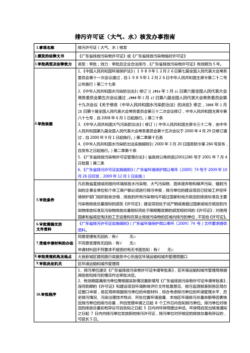 排污许可证(大气、水)核发办事指南