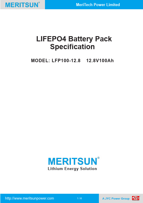 MeriTech Power LFP100-12.8 LiFePO4 氢磷酸酯电池包说明说明书