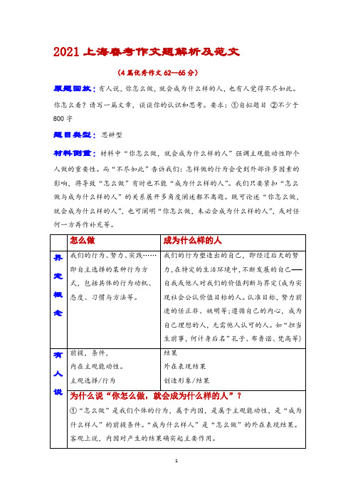 2021上海春考作文题解析及范文(怎样做与成为什么样人)