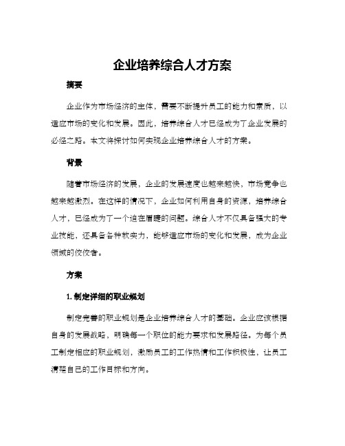 企业培养综合人才方案