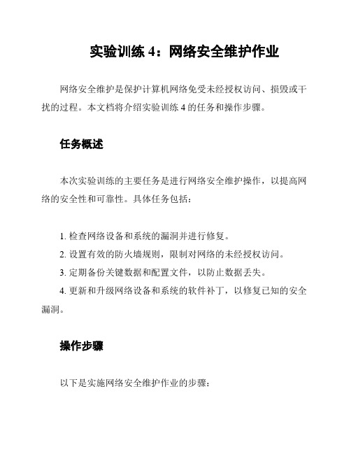 实验训练4：网络安全维护作业