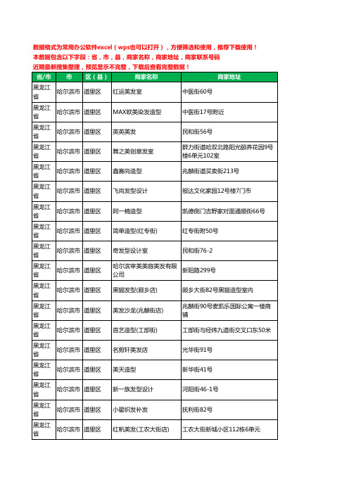 2020新版黑龙江省哈尔滨市道里区美发工商企业公司商家名录名单黄页联系电话号码地址大全900家