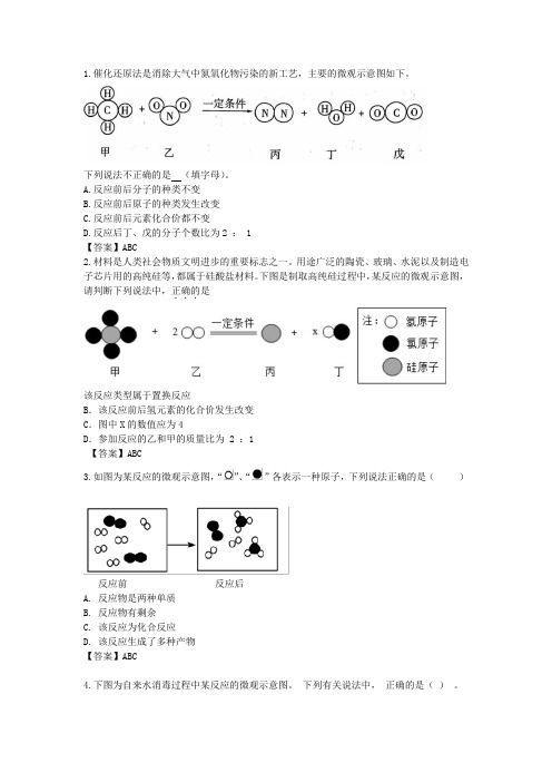 2023中考化学微观模拟图专题多项选择题训练(含答案)