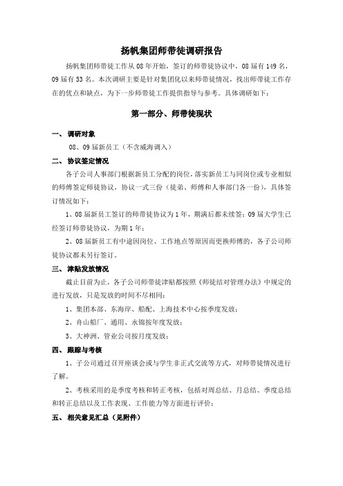 扬帆集团师带徒调研报告