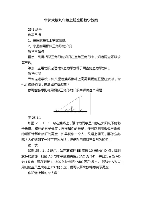 华师大版九年级上册全册数学教案