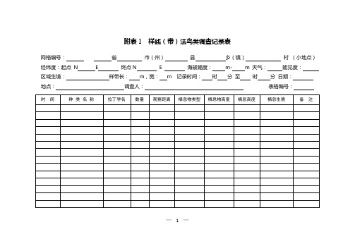 附表1样线带法鸟类调查记录表