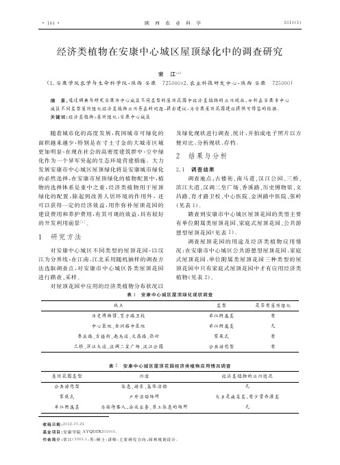 经济类植物在安康中心城区屋顶绿化中的调查研究