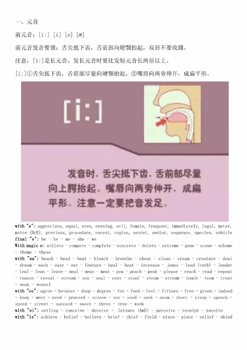 48个国际音标发音口型和练习单词句子整理