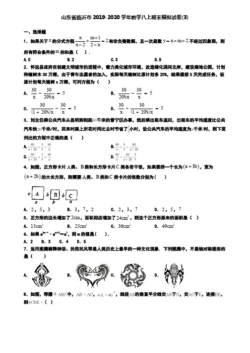 山东省临沂市2019-2020学年数学八上期末模拟试卷(3)