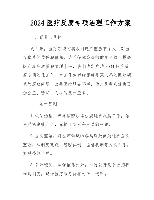 2024医疗反腐专项治理工作方案