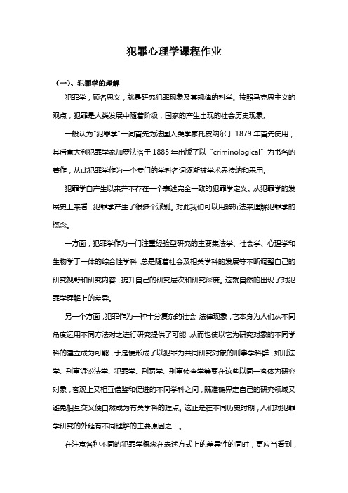 犯罪心理学课程作业