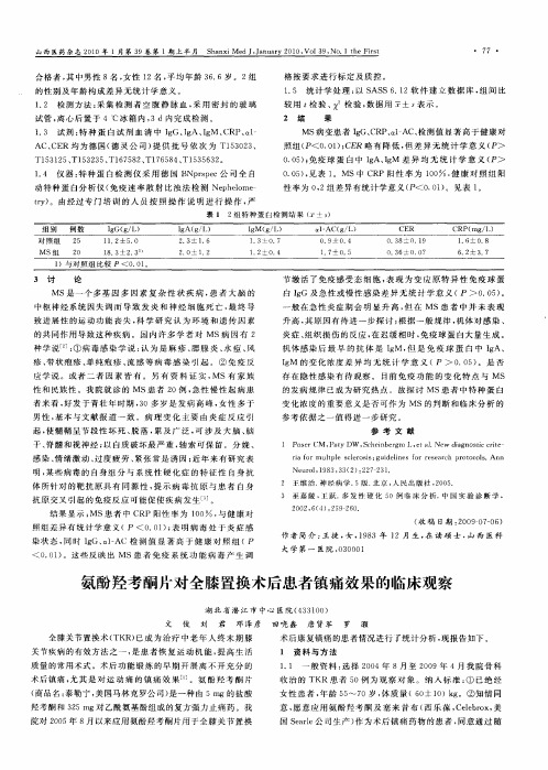 氨酚羟考酮片对全膝置换术后患者镇痛效果的临床观察