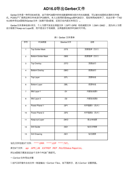 AD16.0导出Gerber文件