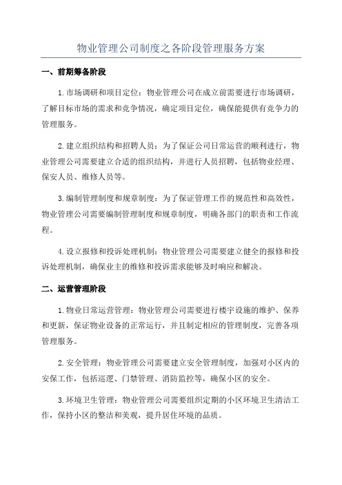 物业管理公司制度之各阶段管理服务方案