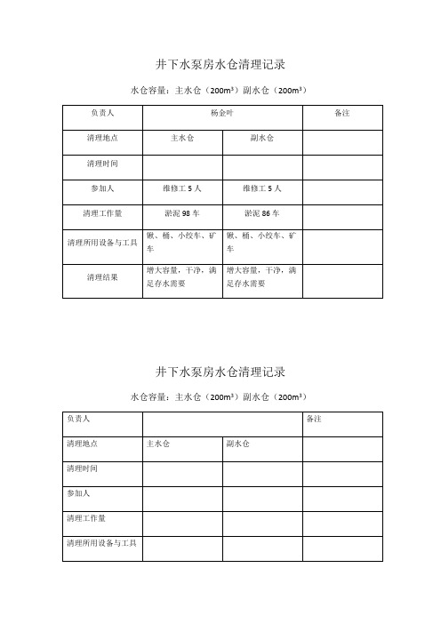 水仓清理记录