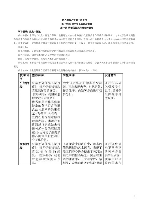 (完整版)新人教版八年级下册美术教案