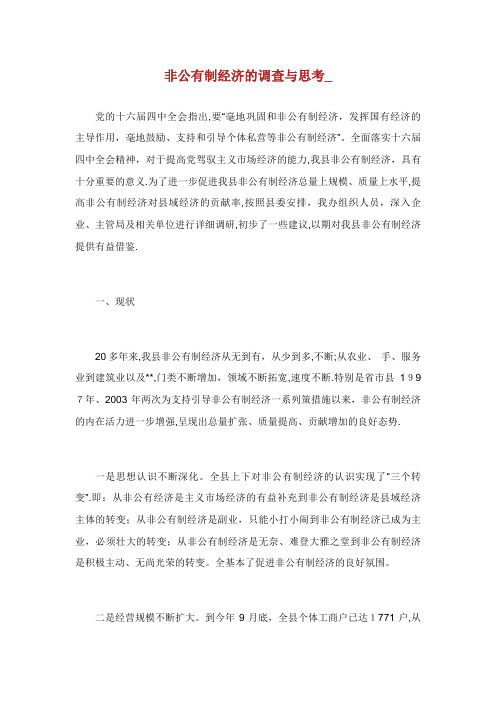 XX发展非有制经济的调查与思_完整篇