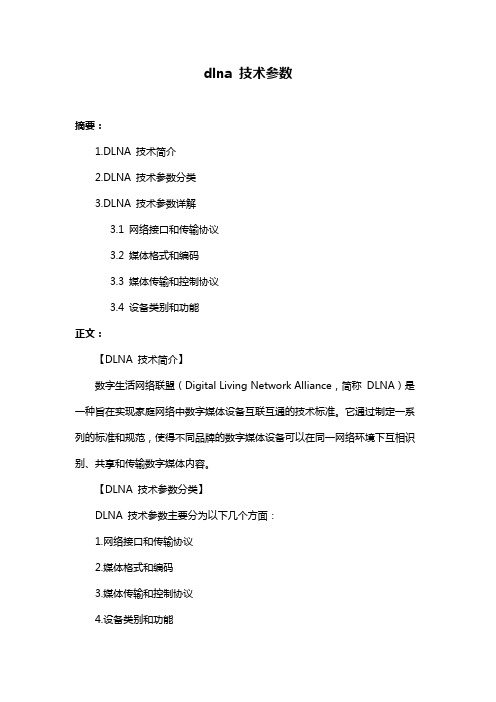 dlna 技术参数