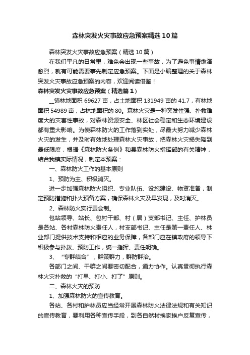 森林突发火灾事故应急预案精选10篇