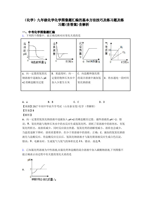 (化学)九年级化学化学图像题汇编的基本方法技巧及练习题及练习题(含答案)含解析