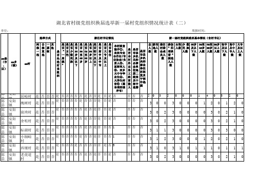 村级党组织换届试点村新一届党组织情况统计表(二)