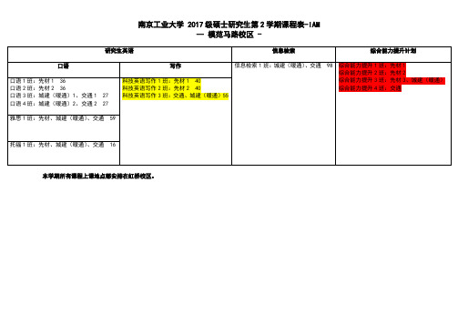 南京工业大学2017级硕士研究生第2学期课程表-IAM