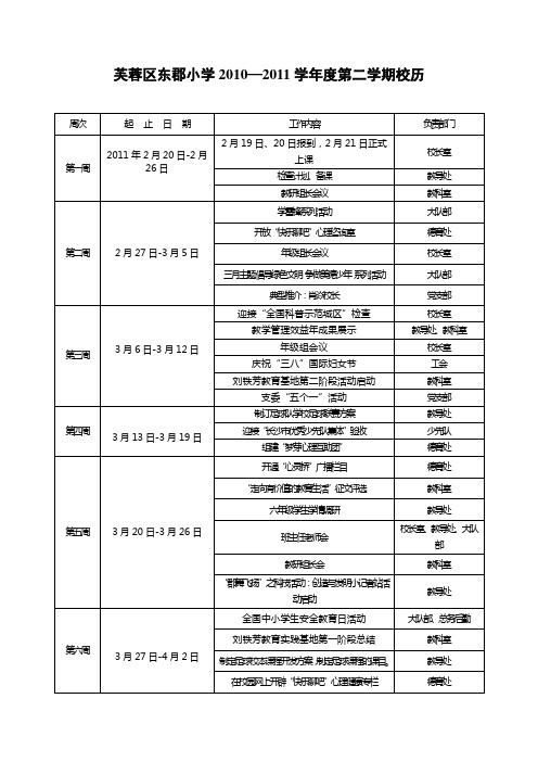 芙蓉区东郡小学2010—2011学年度第二学期校历_1