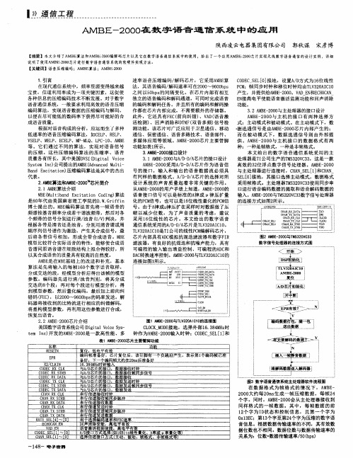 AMBE-2000在数字语音通信系统中的应用