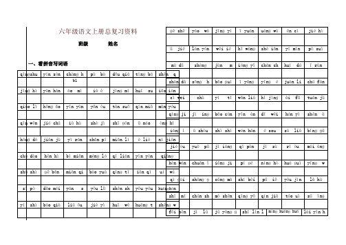 2019年新人教版小学六年级上册语文总复习资料 75页