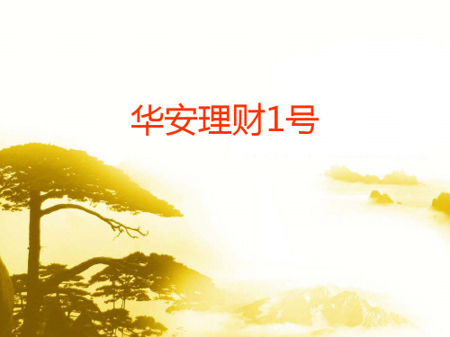 华安理财1号产品讲解
