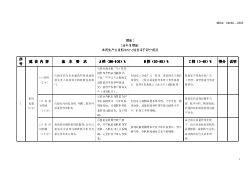 水泥生产企业标准化化验室评价评分规范