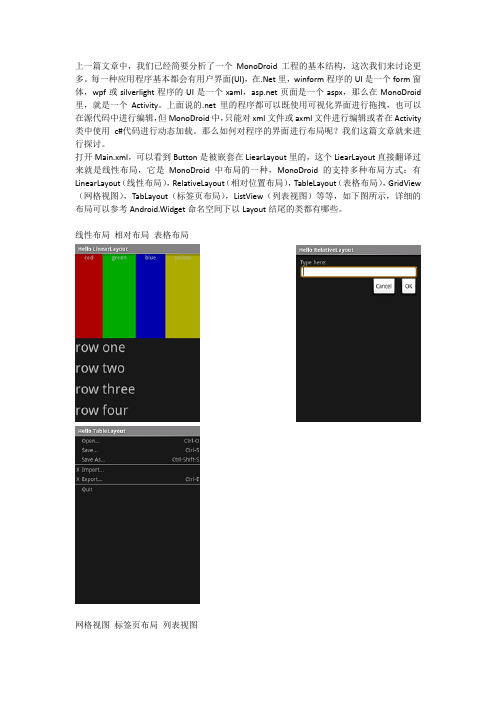 Mono for Android学习笔记(四)—— Android程序界面的布局