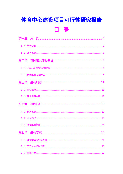 体育中心建设项目可行性研究报告