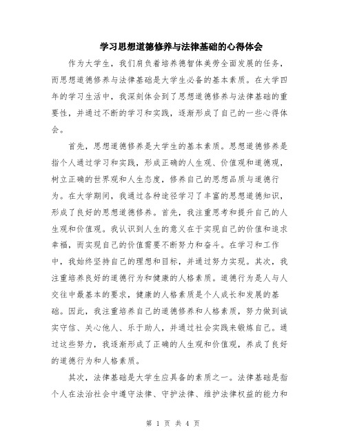 学习思想道德修养与法律基础的心得体会