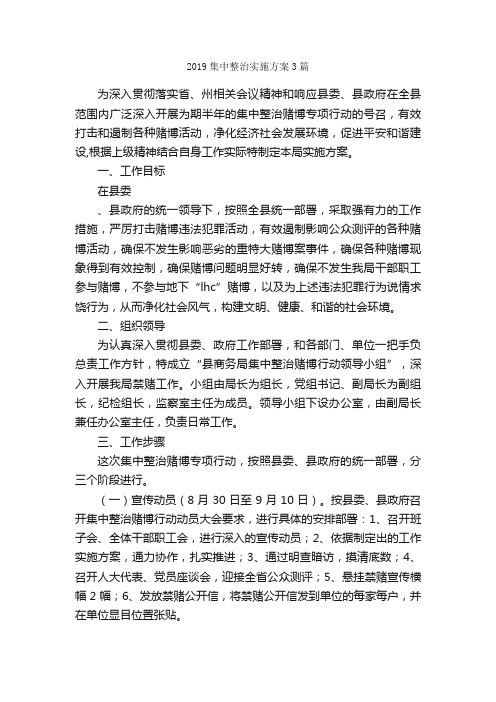 2019集中整治实施方案3篇_实施方案_