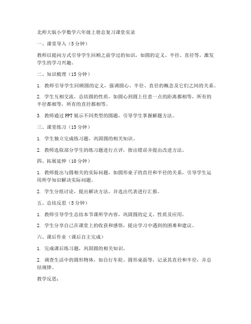 北师大版小学数学六年级上册总复习课堂实录