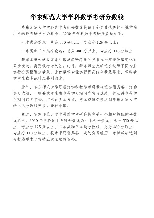 华东师范大学学科数学考研分数线