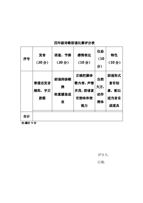 四年级诗朗诵评分表