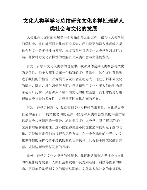 文化人类学学习总结研究文化多样性理解人类社会与文化的发展