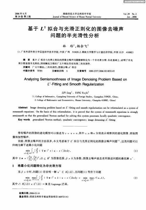 基于L 1拟合与光滑正则化的图像去噪声问题的半光滑性分析