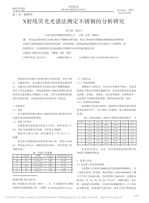 X射线荧光光谱法测定不锈钢的分析研究