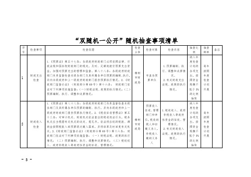 双随机一公开随机抽查事项清单