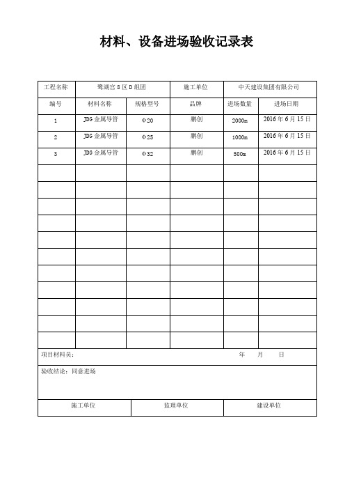 材料进场验收记录