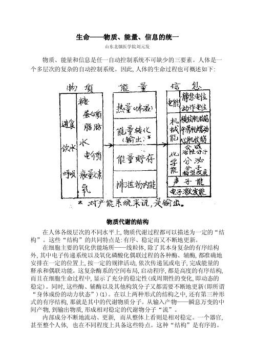 生命——物质、能量、信息的统一